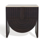 Safavieh Couture Floris Travertine Top Nightstand, SFV9726 - Black / Travertine