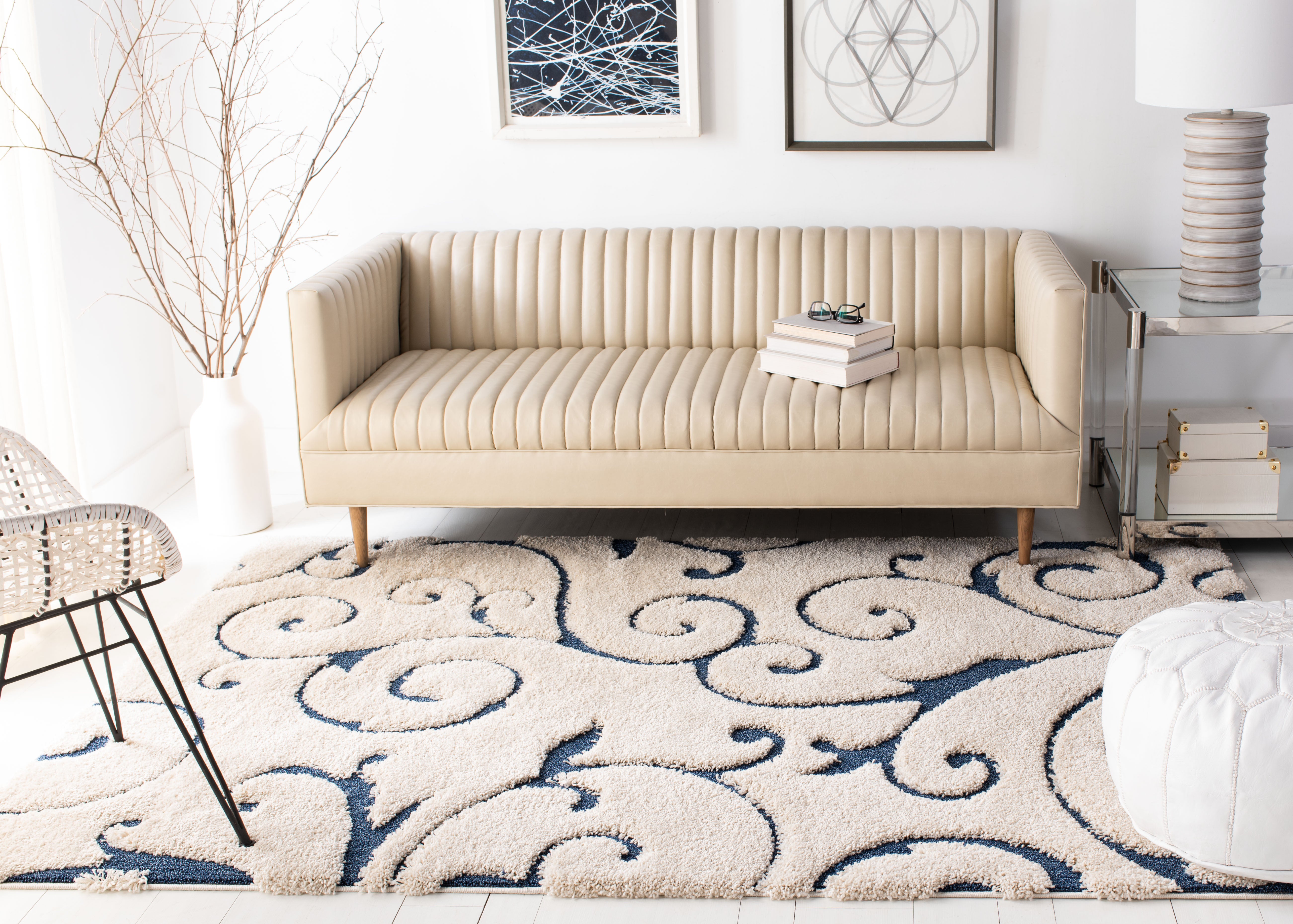 FLORIDA SHAG 455 – CREAM / BLUE