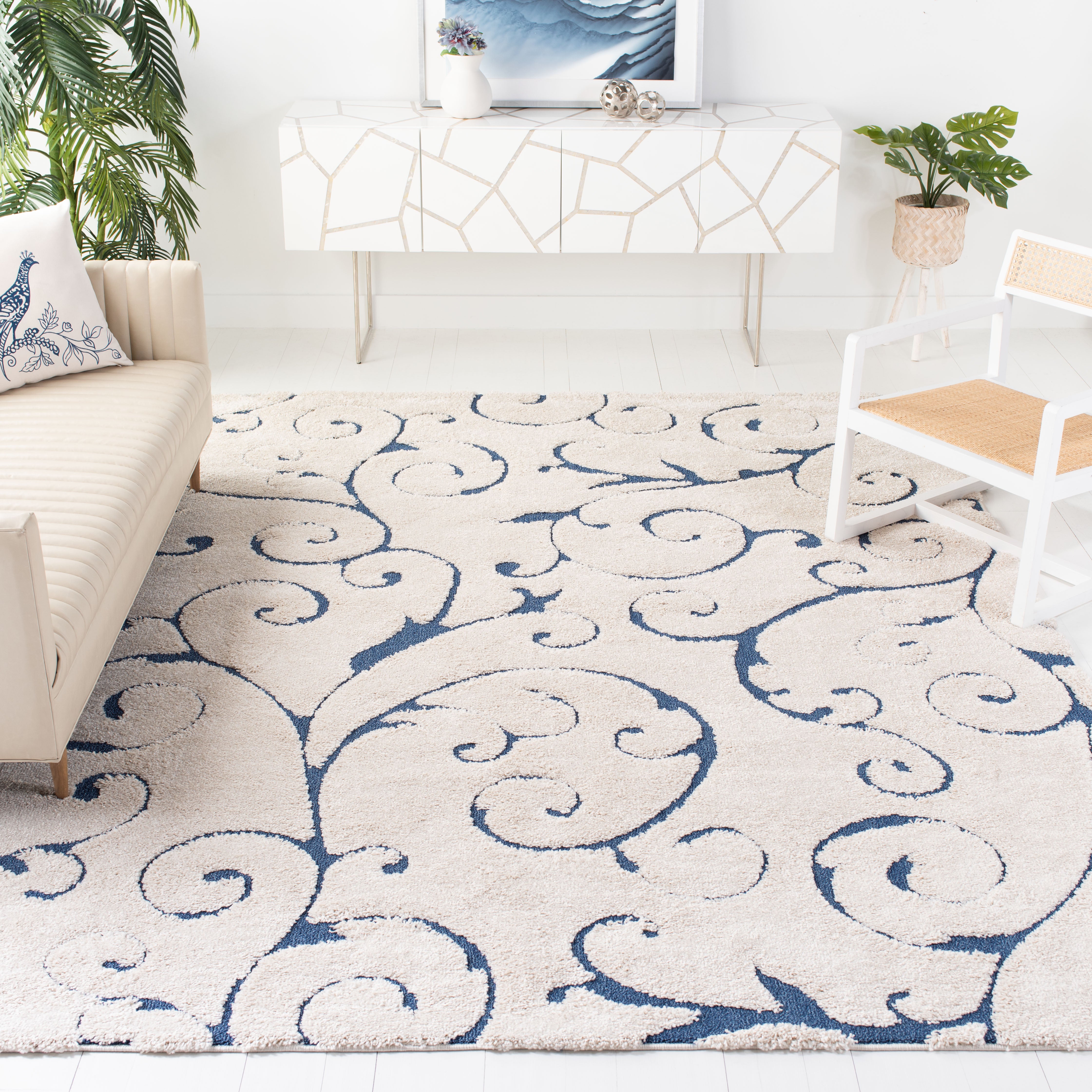 FLORIDA SHAG 455 – CREAM / BLUE