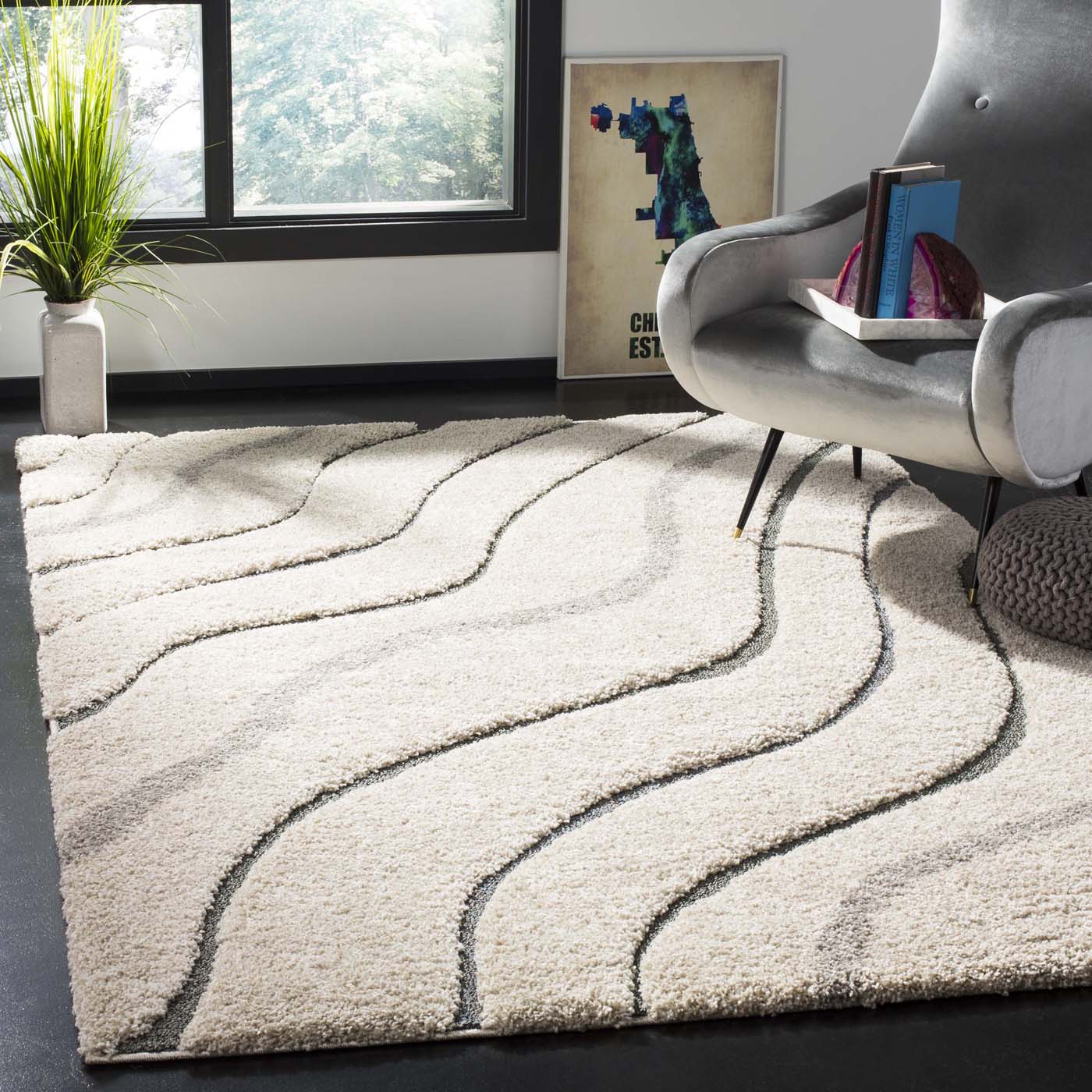 Safavieh Shag 472 Rug, SG472 - Cream / Light Blue