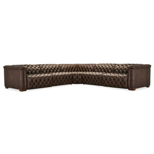 Hooker Furniture - Savion Deux 5 Seat Sectional with Four Power Recliners and Six Power Headrests - Brown - SS435-5PC4-089