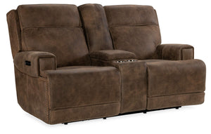Hooker Furniture - Wheeler Console Loveseat with Power Recline & Power Headrest - Brown - SS762-PHZC2-085