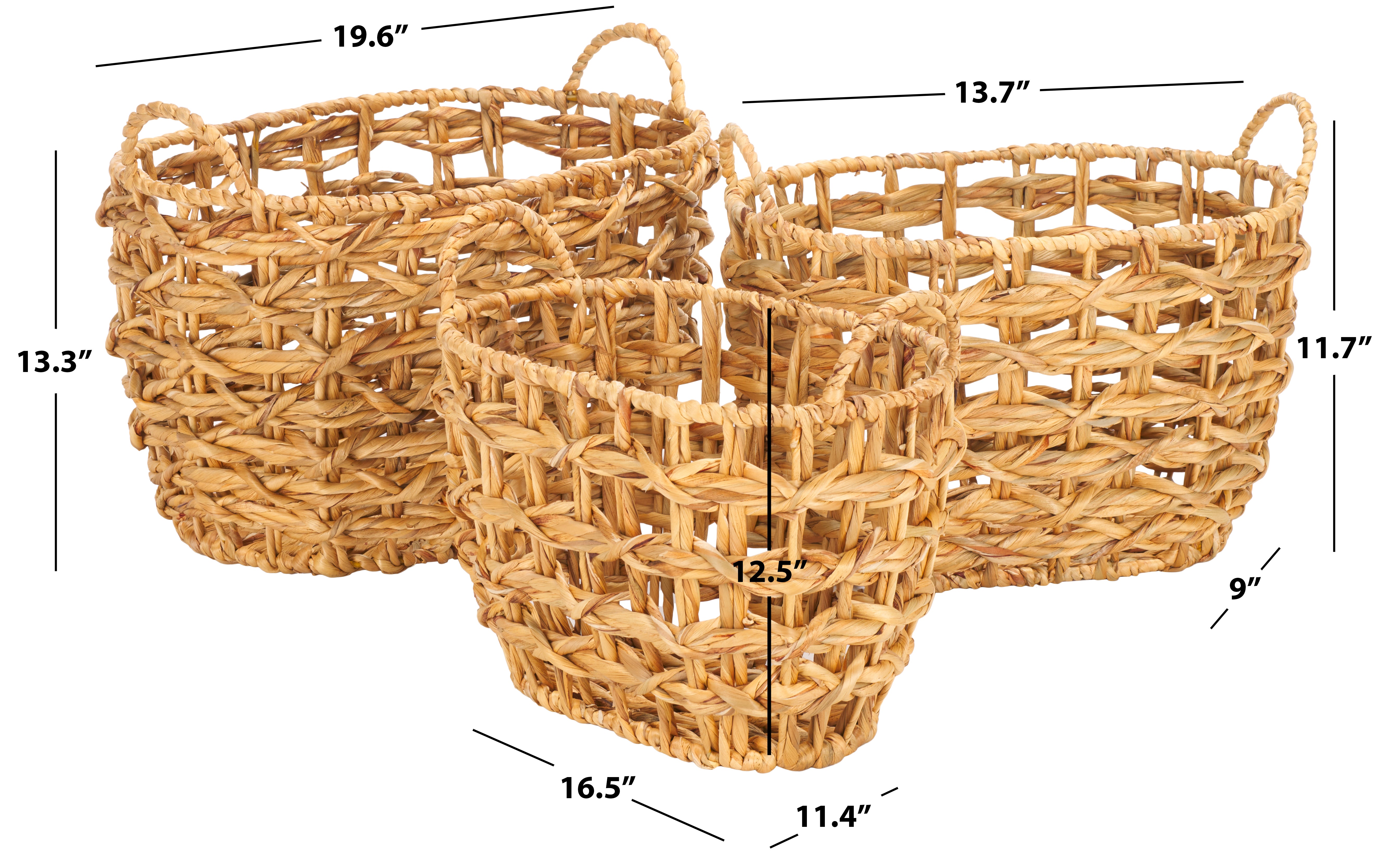 Safavieh Langdon (Set of 3) Baskets, STG1806 - Natural