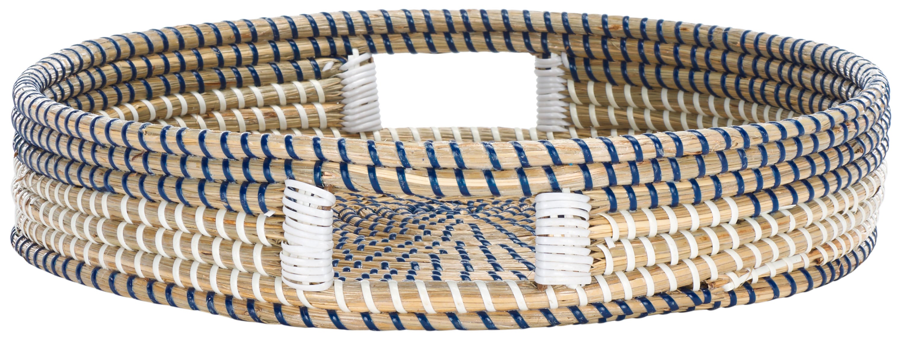Safavieh Hawley Round Tray, STG1809 - White / Blue