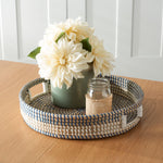 Safavieh Hawley Round Tray, STG1809 - White / Blue
