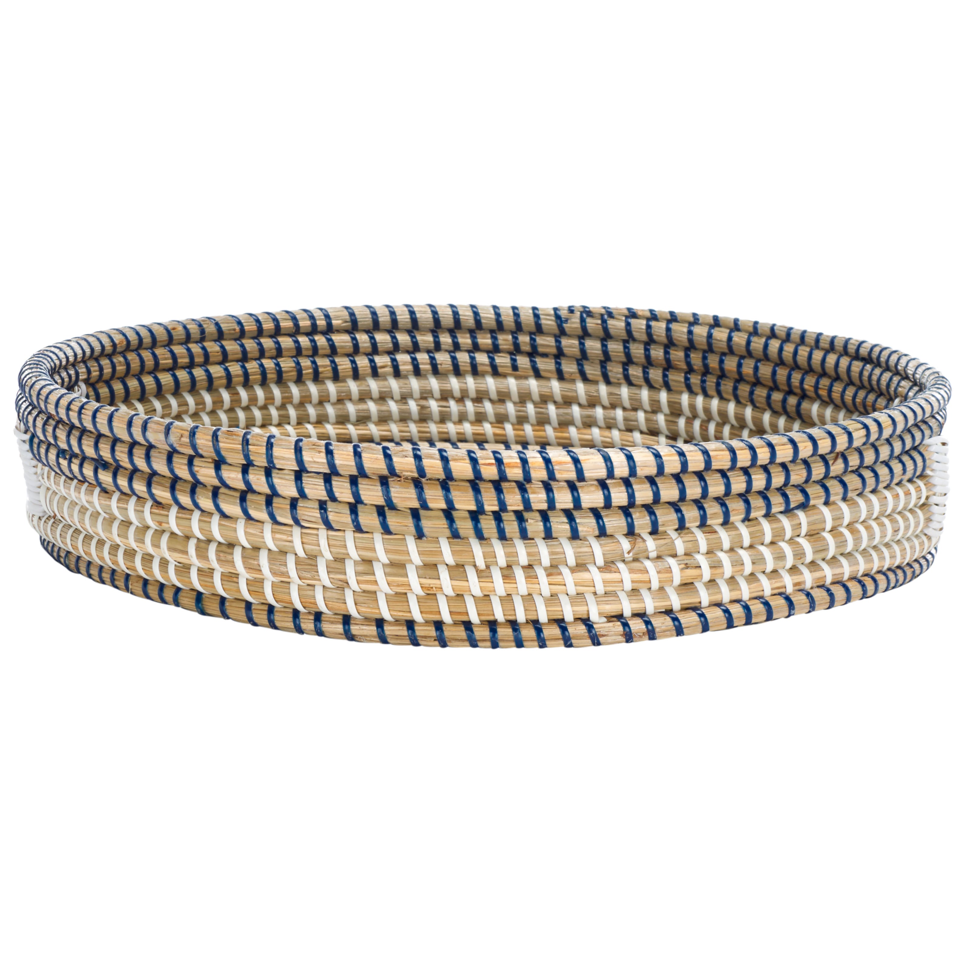 Safavieh Hawley Round Tray, STG1809 - White / Blue