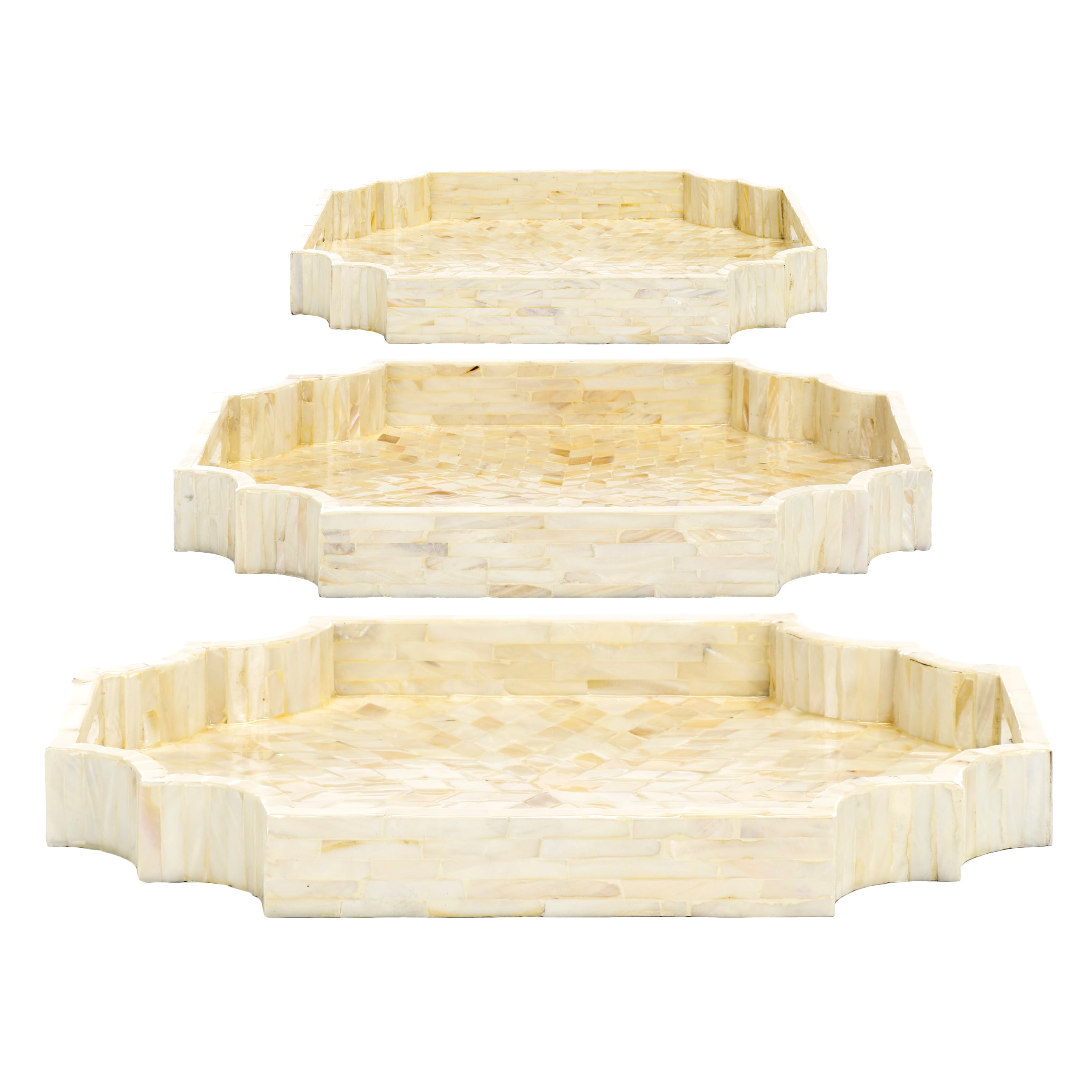 Safavieh Prynne (Set of 3) Trays, STG1811 - Champagne Mother Of Pearl
