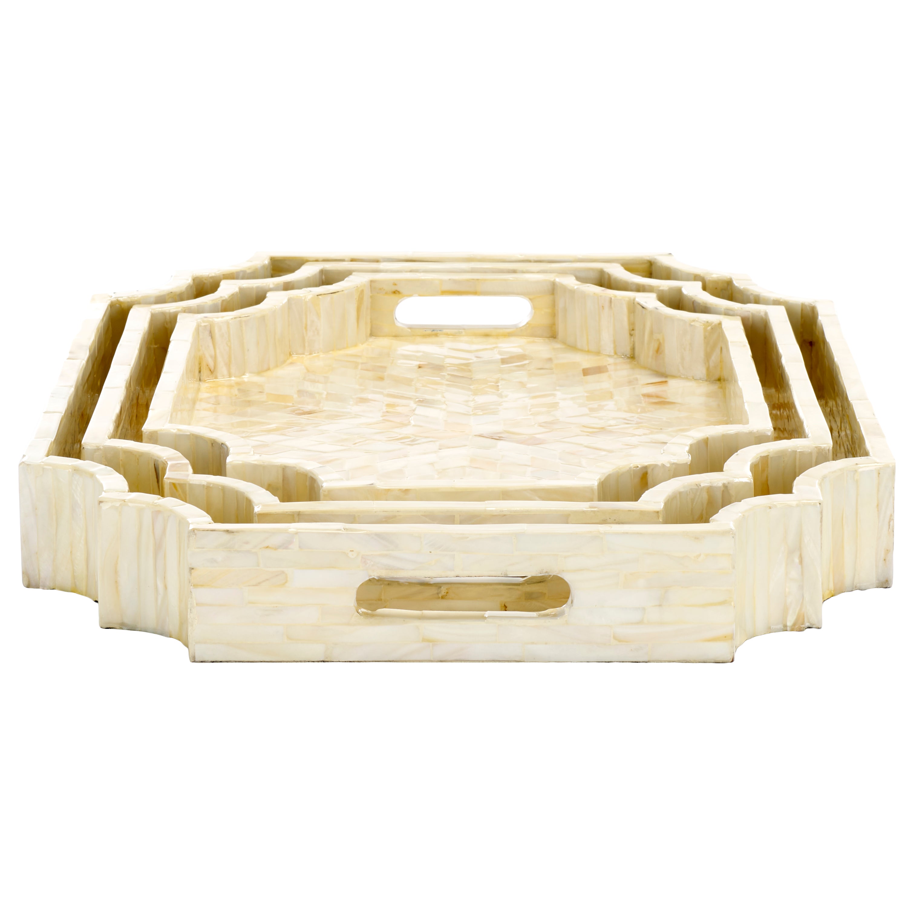 Safavieh Prynne (Set of 3) Trays, STG1811 - Champagne Mother Of Pearl