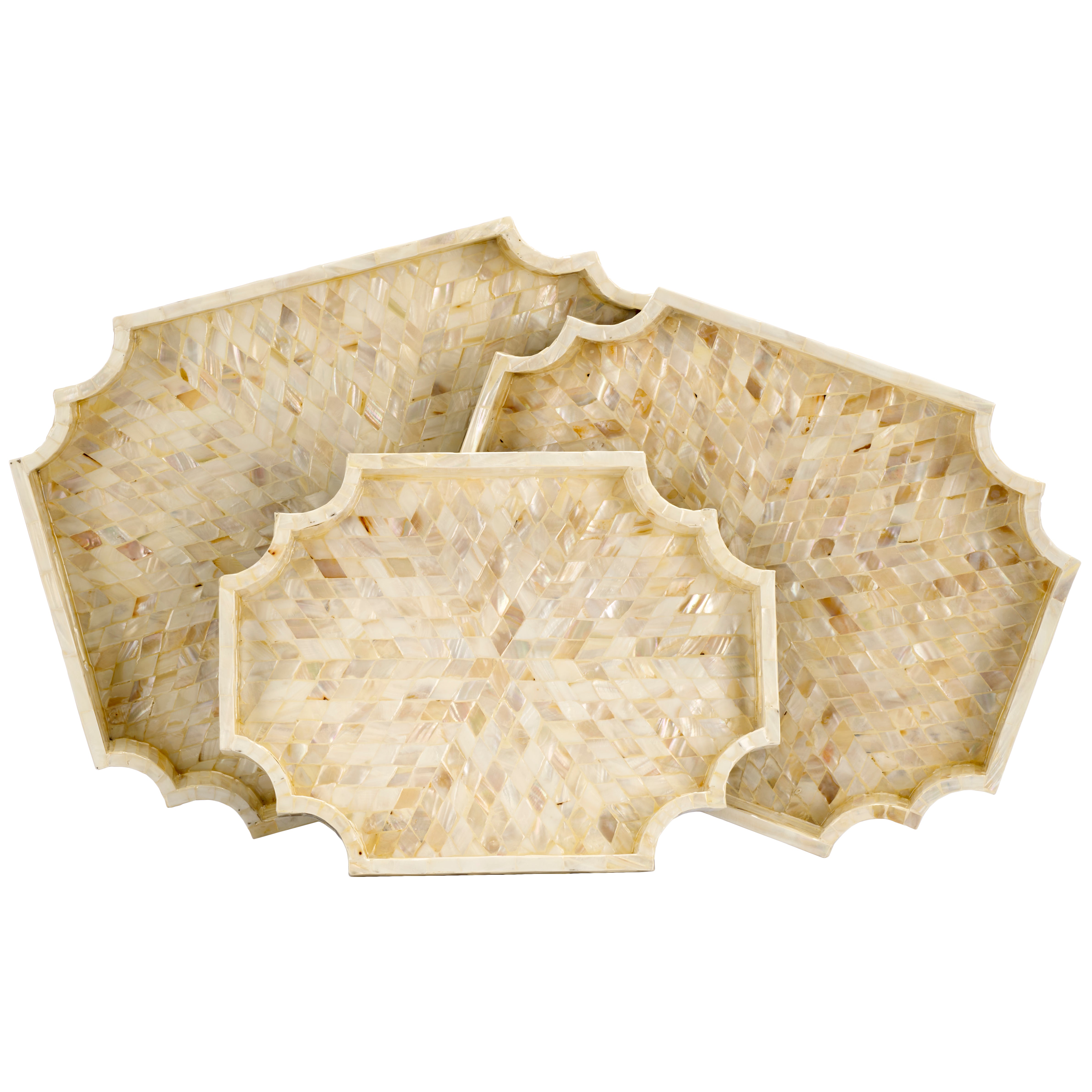 Safavieh Prynne (Set of 3) Trays, STG1811 - Champagne Mother Of Pearl