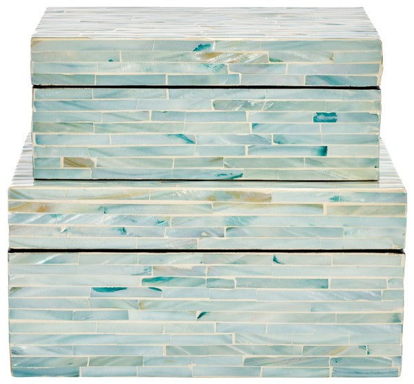 Safavieh Kallie (Set of 2) Boxes, STG1812 - Blue / Grey