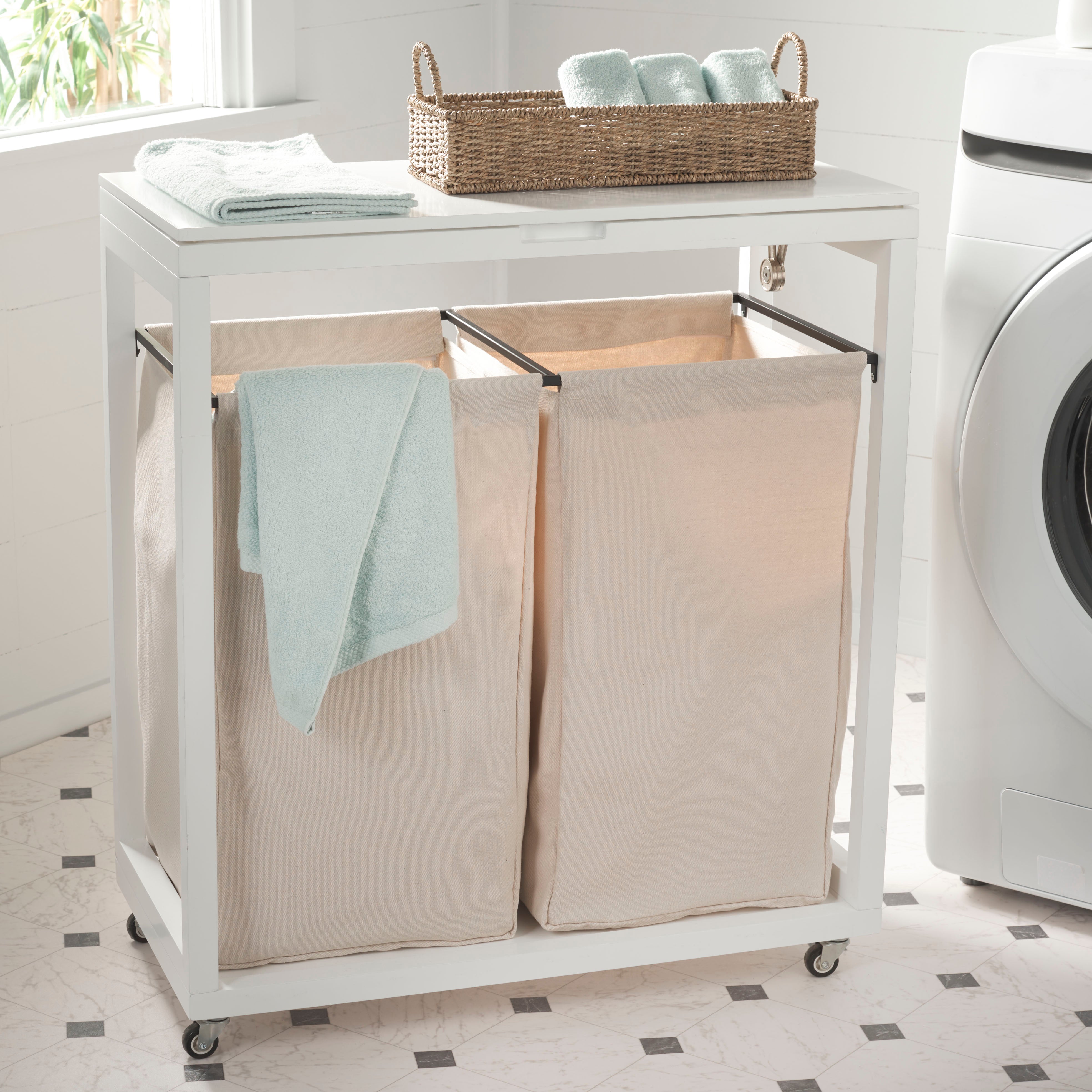 Safavieh Leanna Laundry Basket, STG1900 - White / Beige