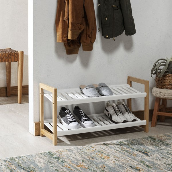 Safavieh Wylie Shoe Rack, STG1909 - White / Natural