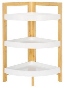 Safavieh Adler 3 Tier Corner Shelf, STG1914 - White / Natural Bamboo
