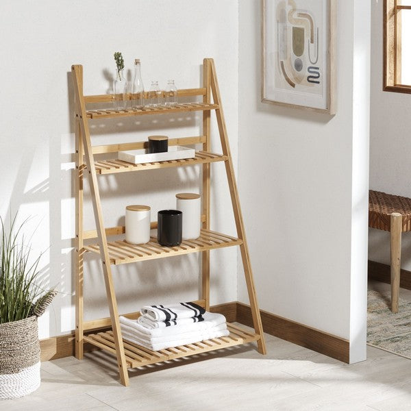 Safavieh Faisal 4 Tier Ladder Shelf, STG1917 - Natural Bamboo