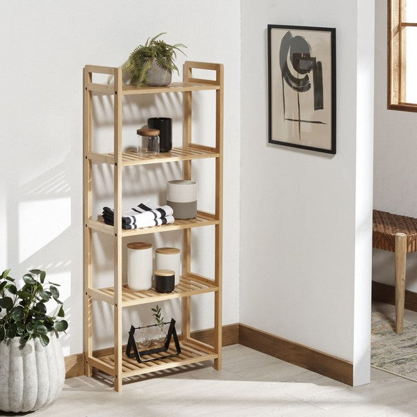 Safavieh Frigga 5 Tier Shelf, STG1918 - Natural Bamboo