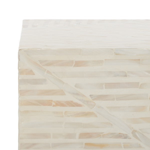 Safavieh Kiely Square Stool, STL1800 - Champagne Faux Mother Of Pearl