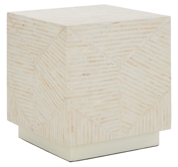 Safavieh Kiely Square Stool, STL1800 - Champagne Faux Mother Of Pearl