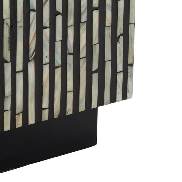 Safavieh Hamza Square Stool, STL1802 - Multi Black Faux Mother Of Pearl