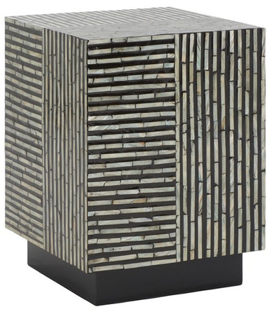 Safavieh Hamza Square Stool, STL1802 - Multi Black Faux Mother Of Pearl