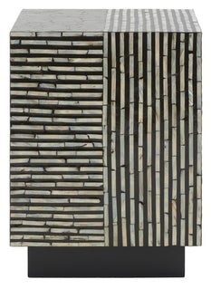 Safavieh Hamza Square Stool, STL1802 - Multi Black Faux Mother Of Pearl