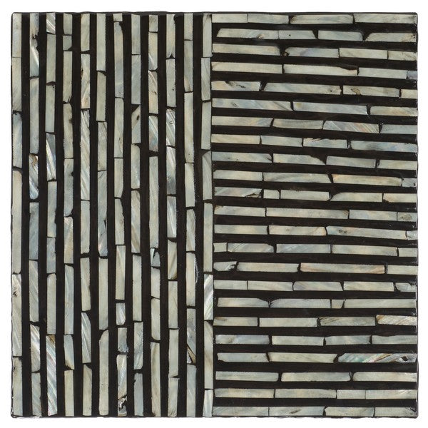 Safavieh Hamza Square Stool, STL1802 - Multi Black Faux Mother Of Pearl