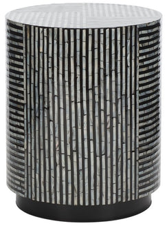 Safavieh Harlon Round Stool, STL1803 - Multi Black Faux Mother Of Pearl