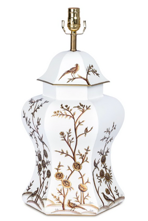 The Enchanted Home Ivory & Gold Scalloped Hexagon Lamp