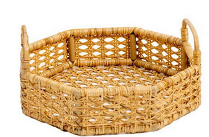 The Enchanted Home Hexagon Woven Cane Serving Tray