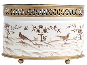 The Enchanted Home Ivory & Gold Oval Planter