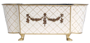 The Enchanted Home Ivory & Gold Long Trellis Garland Planter