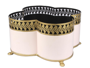 The Enchanted Home Blush Pink & Gold Leaf Boarder Quatrefoil Planter