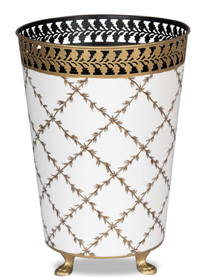 The Enchanted Home Ivory Pierced Gold Leaf Wastepaper Basket