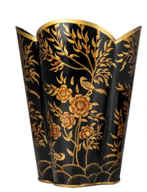 The Enchanted Home Black & Gold Pheasant Wastepaper Basket