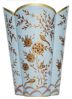 The Enchanted Home Pale Blue & Gold Pheasant Wastepaper Basket