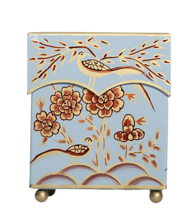 The Enchanted Home Pale Blue & Gold Pheasant Tissue Holder