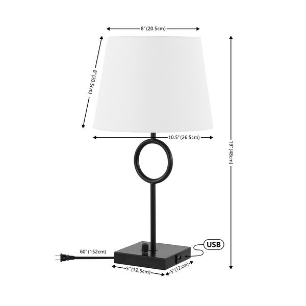 Safavieh Vynn, 19 Inch, Iron Table Lamp W/ Usb Port, TBL4507-U - Black