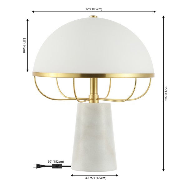 Safavieh Fraser, 15 Inch, Marble/Iron/Glass Table Lamp, TBL4525 - White / Brass