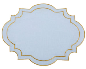 The Enchanted Home Nantucket Pale Blue & Gold Placemat & Napkin