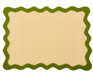 The Enchanted Home Hampton Tan & Moss Green Trim Placemat & Napkin