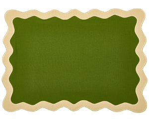 The Enchanted Home Hampton Moss Green & Tan Trim Placemat & Napkin