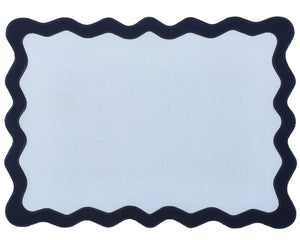 The Enchanted Home Hampton Pale Blue & Navy Trim Placemat & Napkin