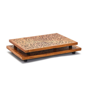 Two's Company Offshoots Set of 2 Wood ChipTrays With Legs- Recycled Wood Chips