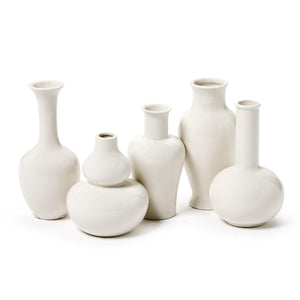 Two's Company Set of 5 White Vases