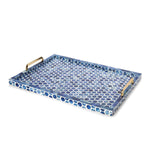 Two's Company Blue/Wht Inlaid Decorative Rectangle Serving Tray