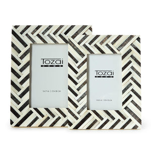 Two's Company S/2 Braided in Bone Photo Frame