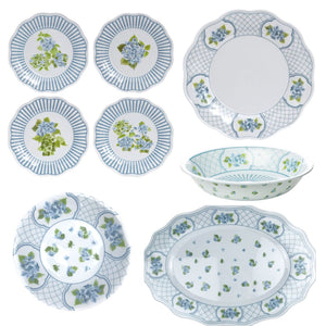 The Enchanted Home Blue Hydrangea Melamine Dinnerware Collection