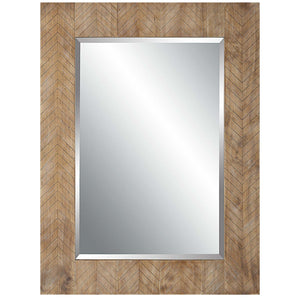 Decor Market Mirror - Chevron Pattern Designed In A Natural Solid Wood