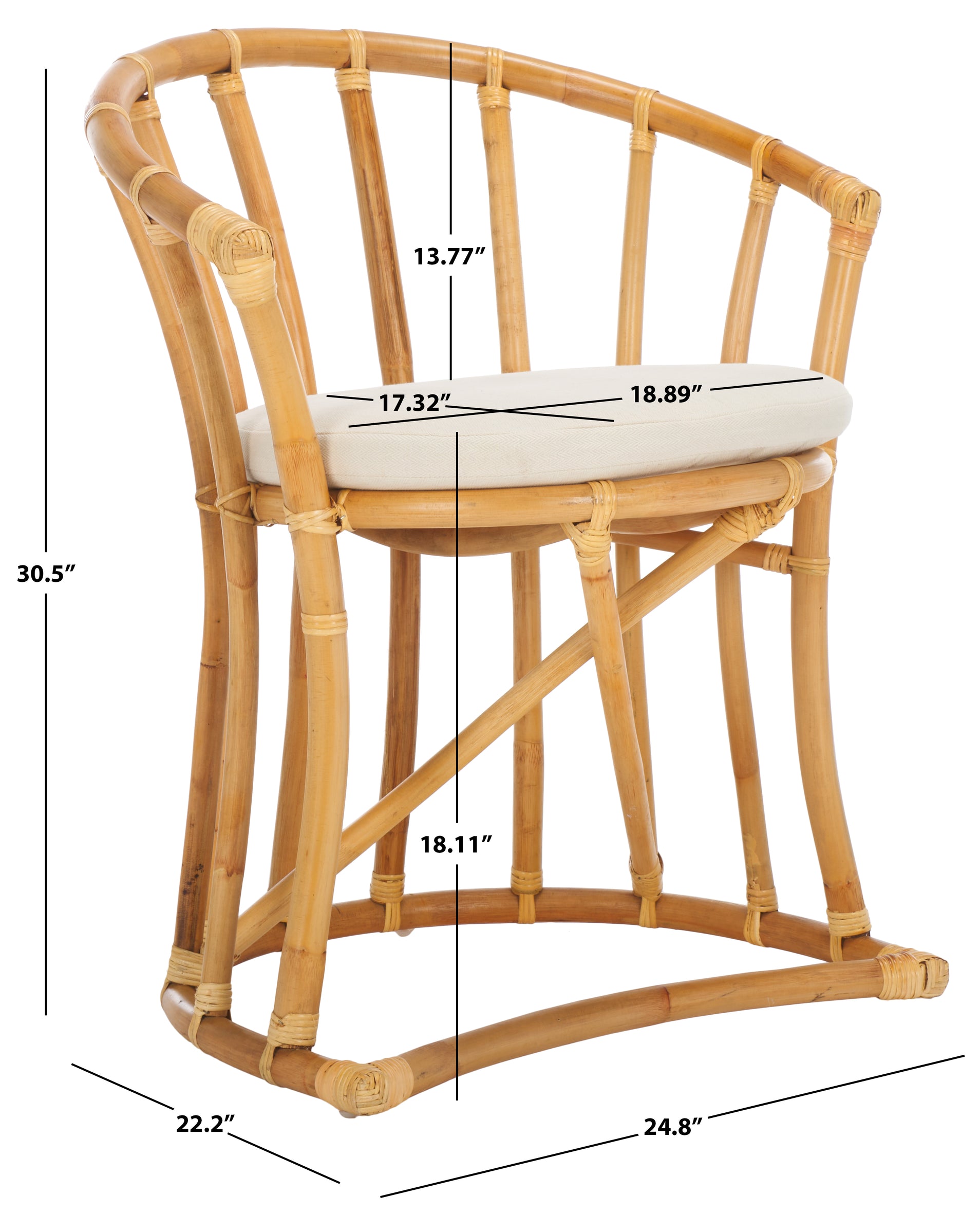 Safavieh Bates Rattan Accent Chair , WIK6500 - White / Natural