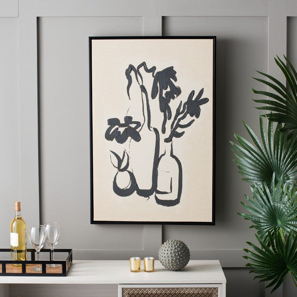 Safavieh Inky Arrangement, 24 X 36, Framed Wall Art, WLA2069 - Antique Ivory / Black