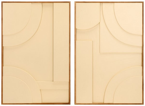 Safavieh Modern Geometry, 15.75 X 15.75, Framed Dimensional Wall Art, WLA9001 - Natural / Ivory